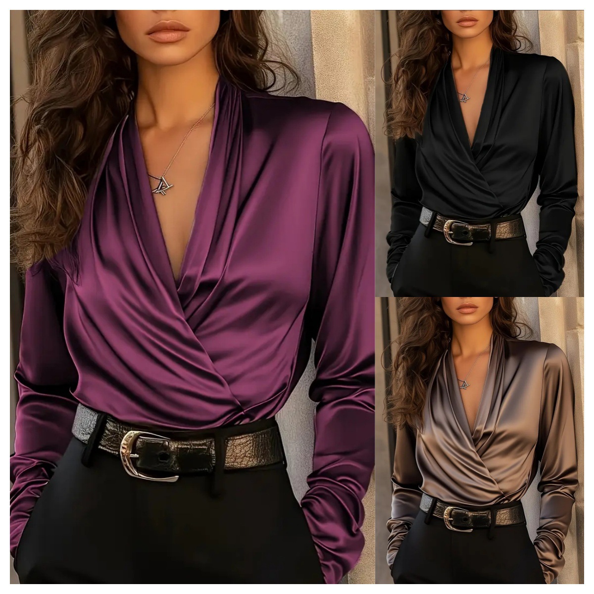 Women'S Formal Evening Wear Tops - Chique, volwassen stijl satijnen blouse met
