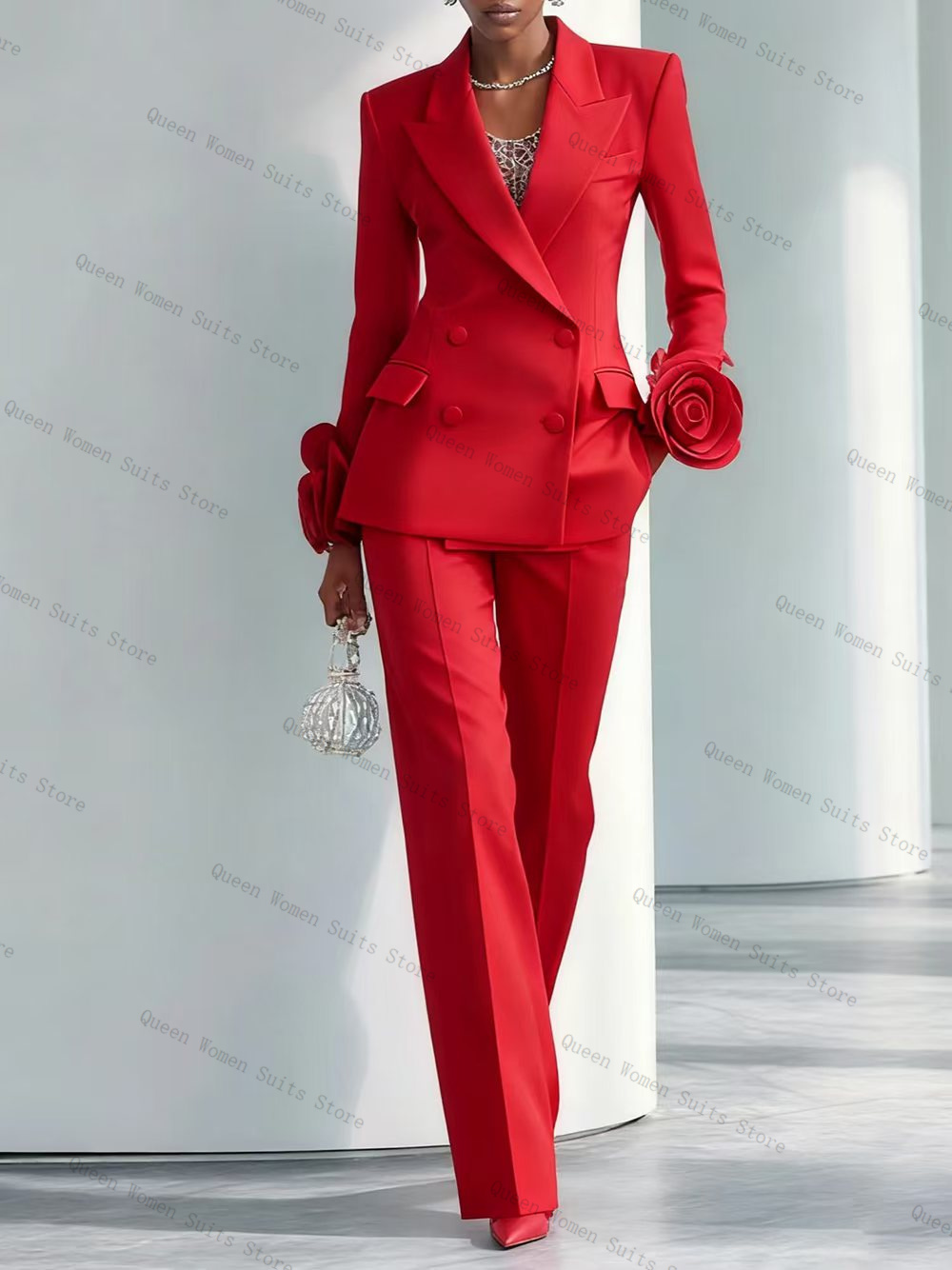 Women'S Red Formal Wear - Luxe Rode Vrouwen Pak Set 2-delige