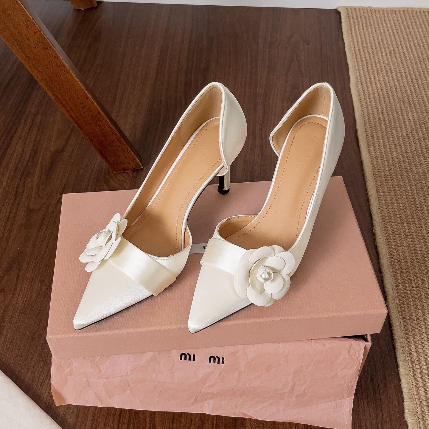 Formal Women Daily Wear Footwear - Satijnen spitse stiletto pumps dames bloemen