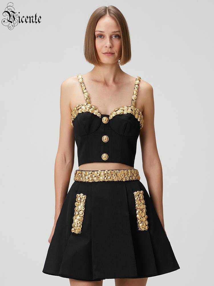 Women'S Formal Evening Wear Tops - VC zwarte tweedelige set jurk met