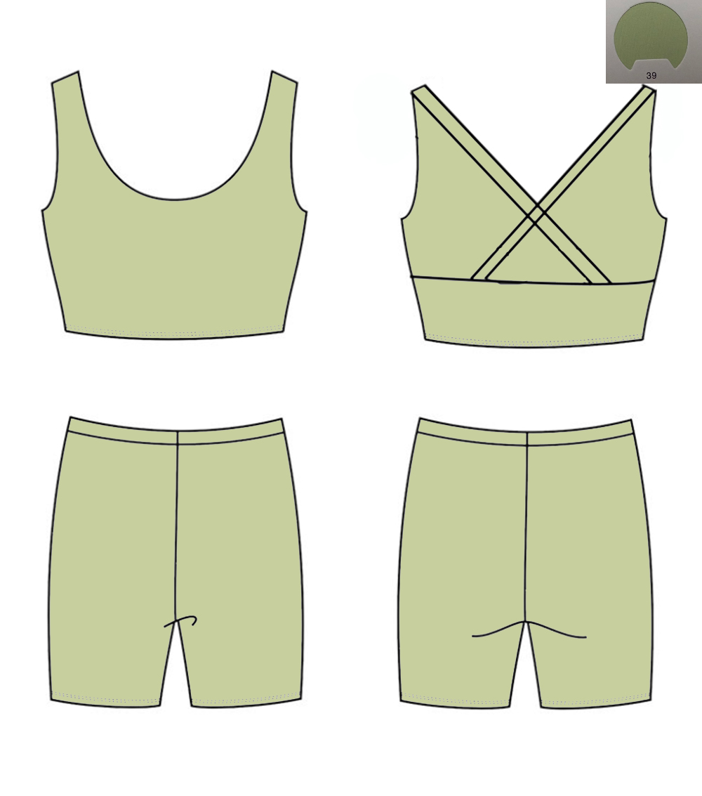 Monochrome Suit Set - Monochroom yogamateriaal Back Cross Strap Vest