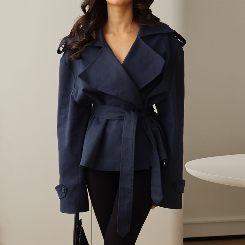 Women Formal Wear Belt - Herfst marineblauw damespak 1-delig blazer met