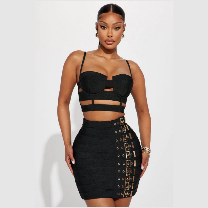 Women Formal Wear Belt - Zwart Wit Bandage Vrouwen Prom Jurk