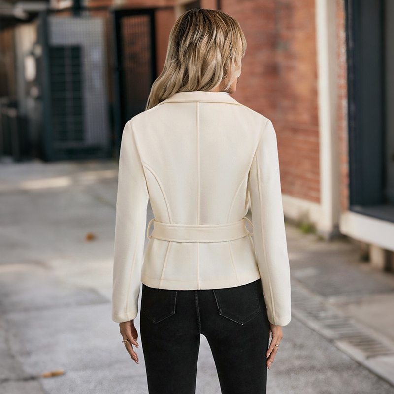 Dames witte jas met mock-neck, - Women Formal Wear Belt recensie en prijs